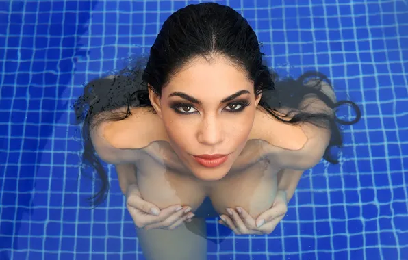 Look, sexy, pool, brunette, form, naked