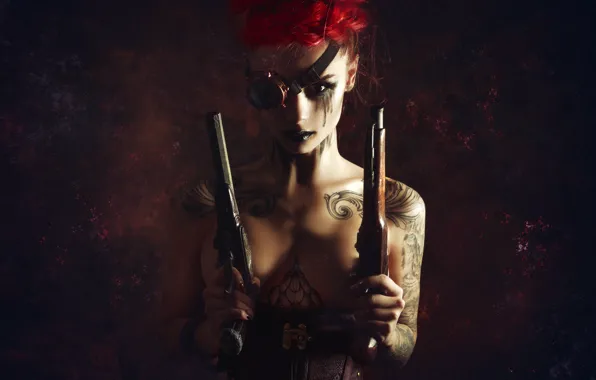 Chest, girl, pose, background, model, guns, body, hands