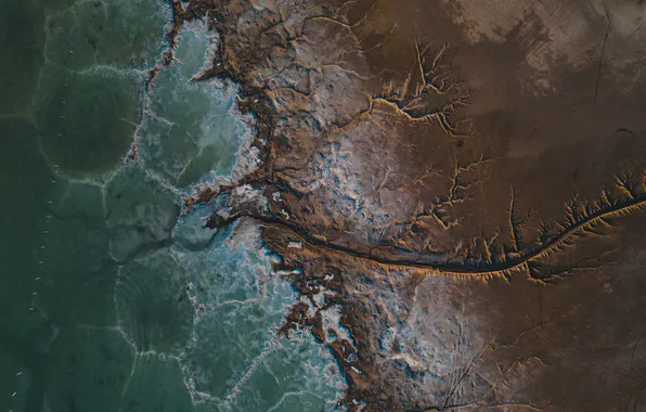 Ocean, drone, continent, geographical accident, satellite view