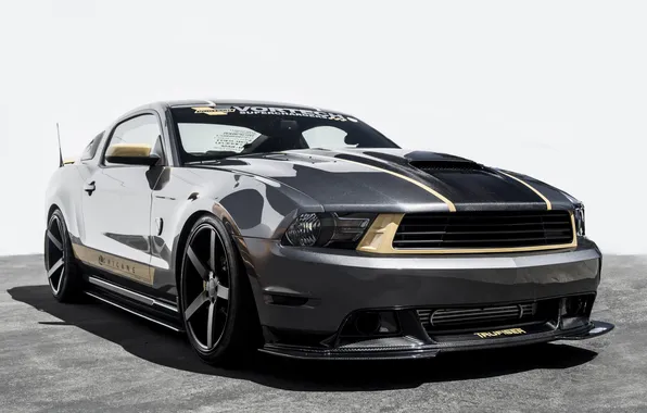 Grey, tuning, mustang, Mustang, ford, Ford, front view, grey