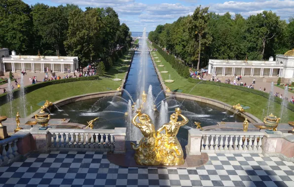 Landscapes, fountains, Peterhof