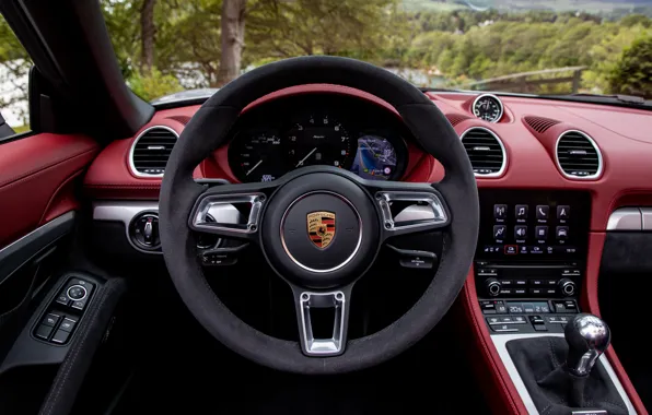 Porsche, Salon, Speedometer, The wheel, Spyder, Porsche 718, 2019, Porsche 718 ( 982 ) Spyder