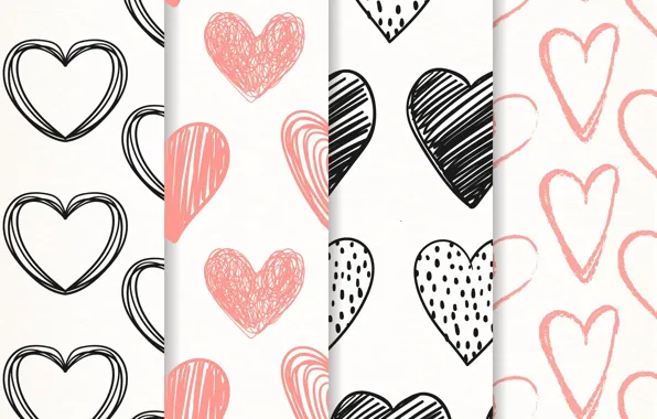 White, background, texture, hearts, patterns, hearts