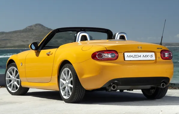 Yellow, Roadster, Mazda, Mazda, rear view, Roadster, MX-5