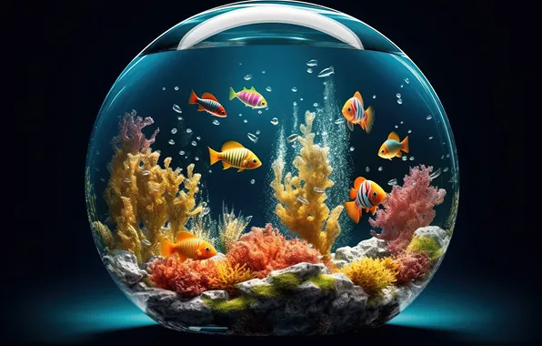 Fish, aquarium, colorful, corals, glass, fish, coral, aquarium