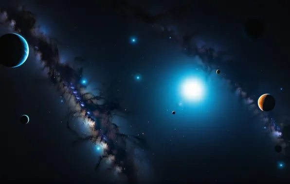Space, nebula, planet