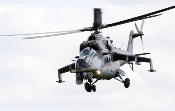 Picture helicopter, flies, combat, Mi-24