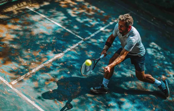 The ball, Sport, Running, Court, Male, Blow, Tennis, Racket