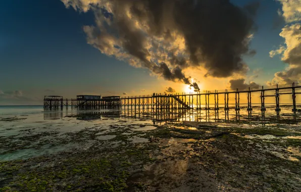 Picture sand, sea, beach, dawn, boat, pierce, Africa, Tanzania