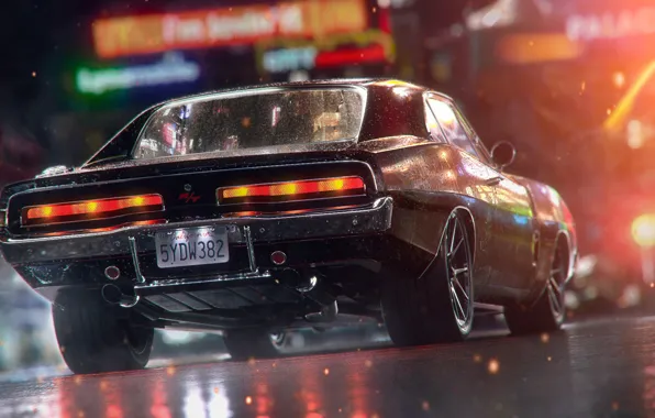 Auto, Night, Machine, Dodge, Charger, Dodge Charger, Rendering, Dodge Charger R/T