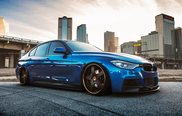 Picture BMW, blue, 335i, stance, f30, frontside