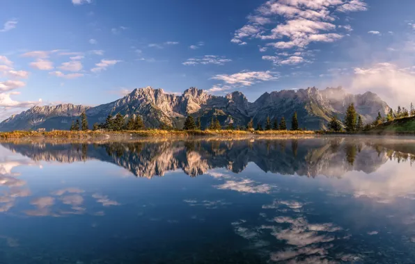 Picture mountains, lake, reflection, Austria, Austria, Tyrol, Tyrol, Wilder Kaiser