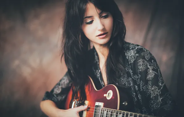 Girl, music, guitar