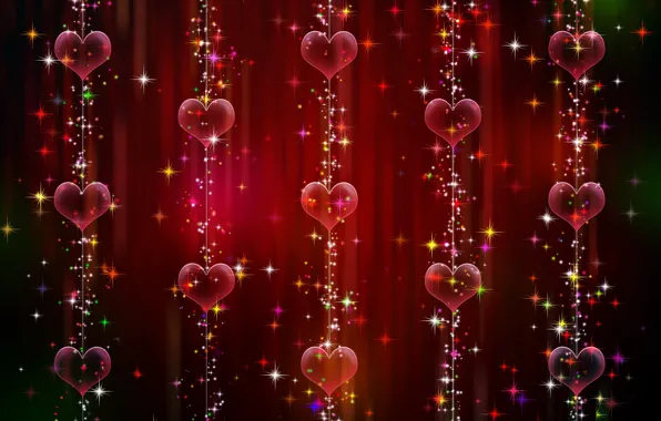 Picture background, graphics, texture, sparks, hearts, garland, digital art