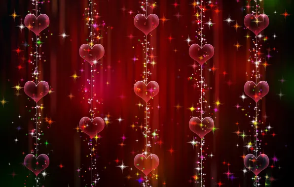 Background, graphics, texture, sparks, hearts, garland, digital art