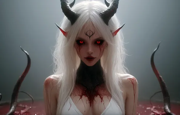 Girl, blood, the demon
