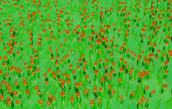 Field, grass, flowers, rendering, gimp