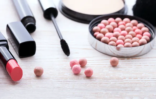 Lipstick, mascara, cosmetics
