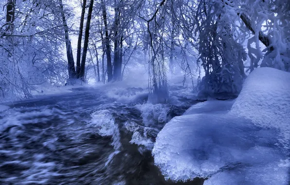 Picture ice, winter, river