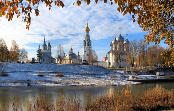 Picture autumn, landscape, river, Church, Vologda