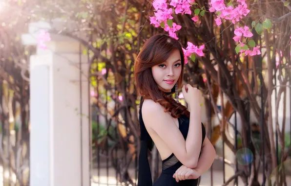 Girl, background, Asian