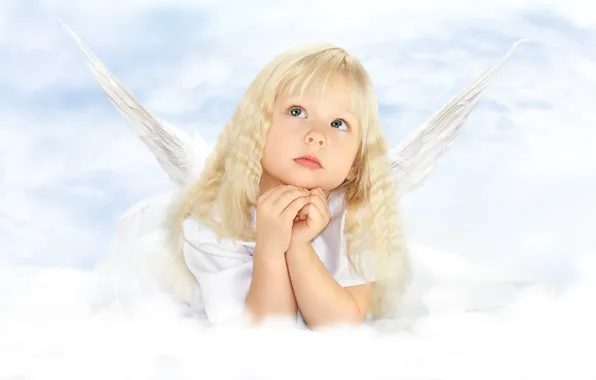 Picture childhood, child, wings, angel, girl, beautiful, wings, beautiful