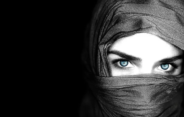 Picture eyes, face, black background
