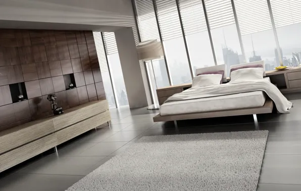 Room, carpet, window, bed, lamp