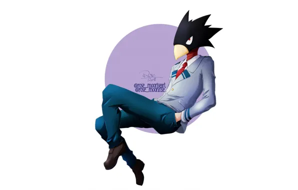 Minimalism, white background, guy, My Hero Academia, Boku No Hero Academy, Tokoyami Fumikage, My Hero …