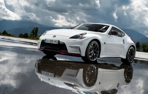 Water, Reflection, Road, Machine, Nissan, Drives, 370Z, Nismo