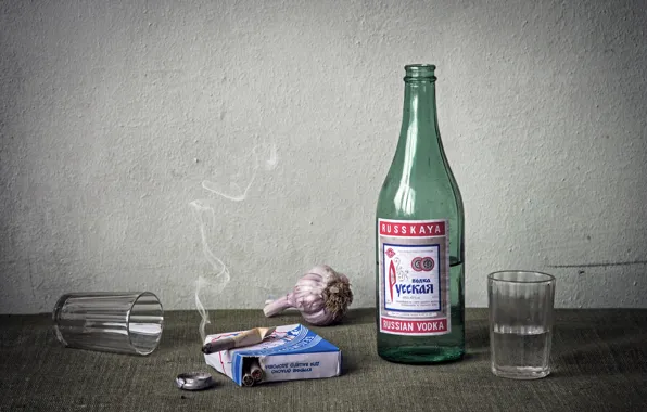 Picture vodka, nostalgia, cigarette