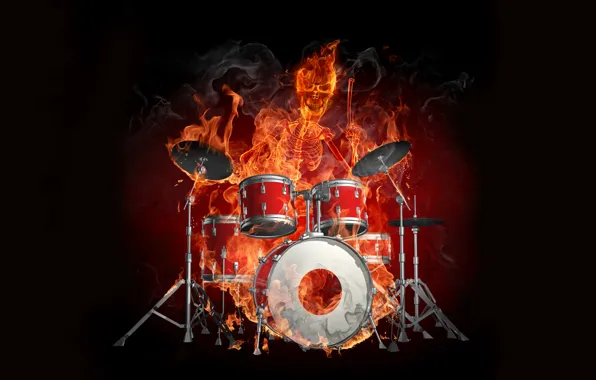 Fire, installation, drummer