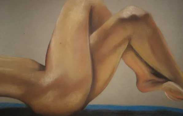 Girl, legs, painting, crossed