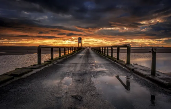 Picture road, sunset, bridge