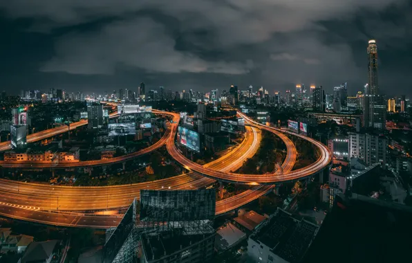 Clouds, night, the city, Thailand, Bangkok