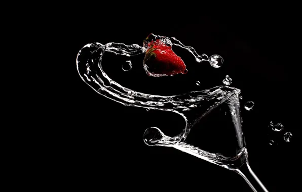 Picture water, glass, Black, strawberry