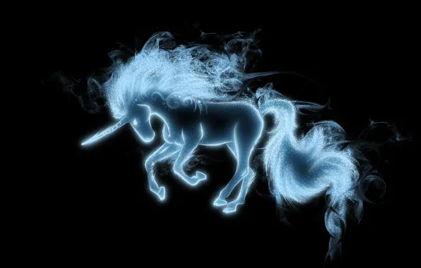 Mane, unicorn, tail, black background