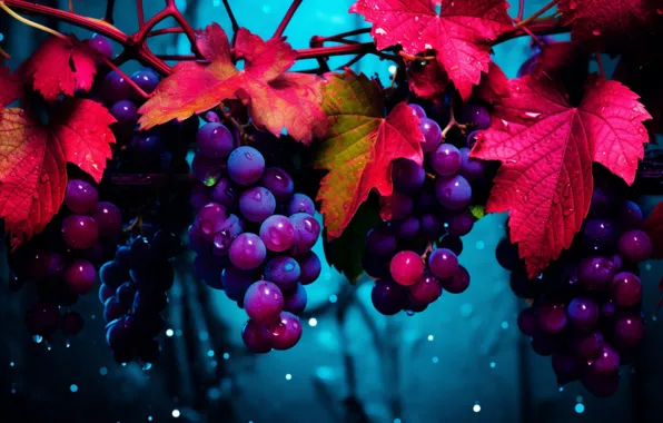 Leaves, nature, harvest, grapes, vineyard, hang, bunches of grapes, bunch of grapes