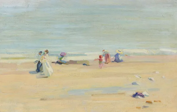 Picture sea, picture, Helen Macnicoll, An English Beach, Helen Galloway McNicoll, beach, landscape