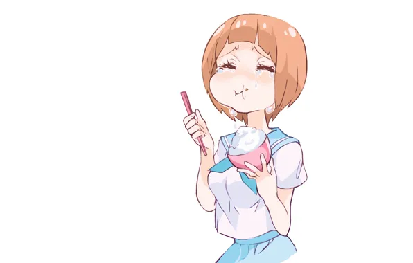 Tears, white background, form, yummy, sailor, kill la kill, mako mankanshoku, smash slash