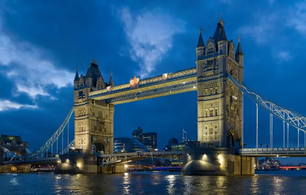 Picture the sky, river, London, the evening, UK, london, Tower bridge, Thames