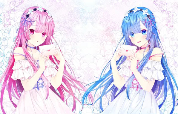 Flowers, girls, patterns, Lily, letters, envelopes, From scratch, REM