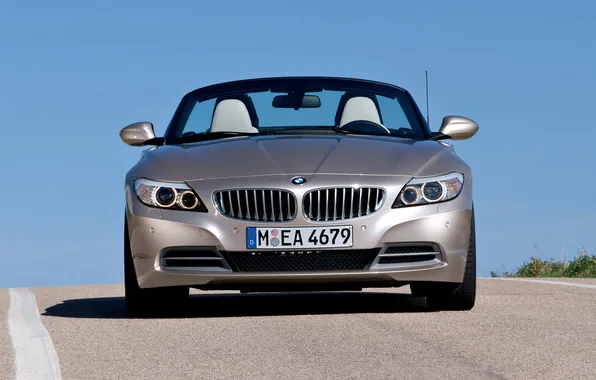Auto, BMW, Convertible, Grey, Silver, The hood, Day, Lights