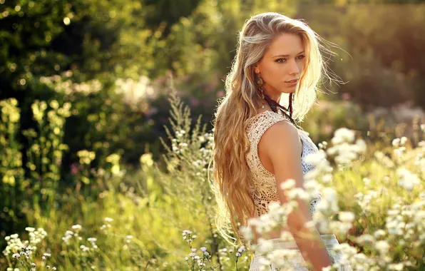 Summer, girl, nature, beauty