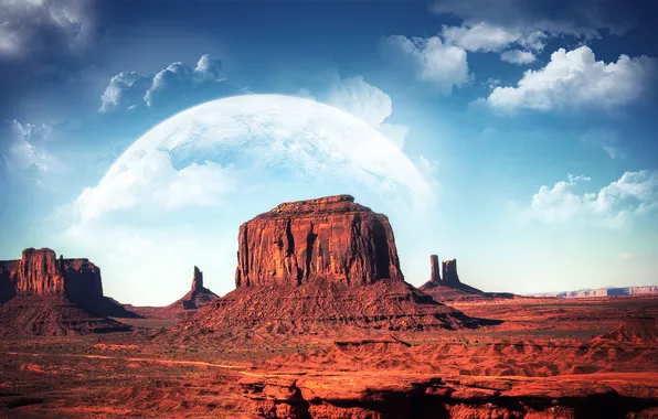 Picture Clouds, Mountains, Planet, Monument valley