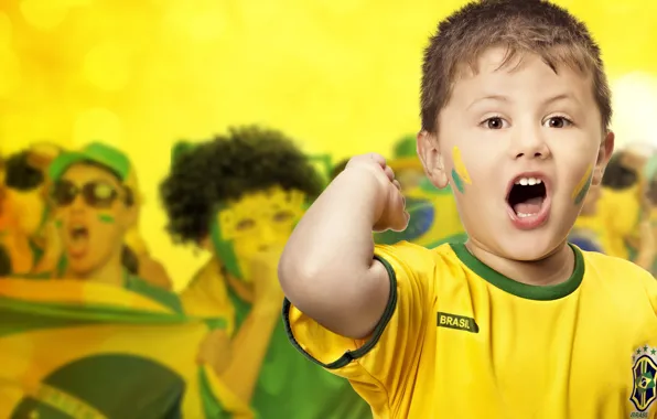 Boy, Football, Brasil, FIFA, Fan