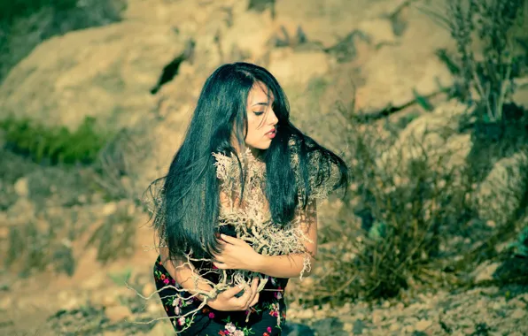 Picture pose, mood, hair, driftwood, Francesca