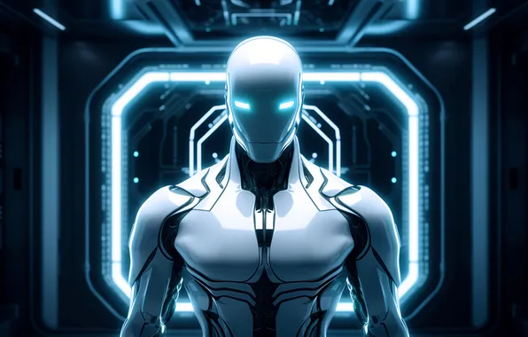Machine, look, light, lights, the dark background, fiction, robot, glow