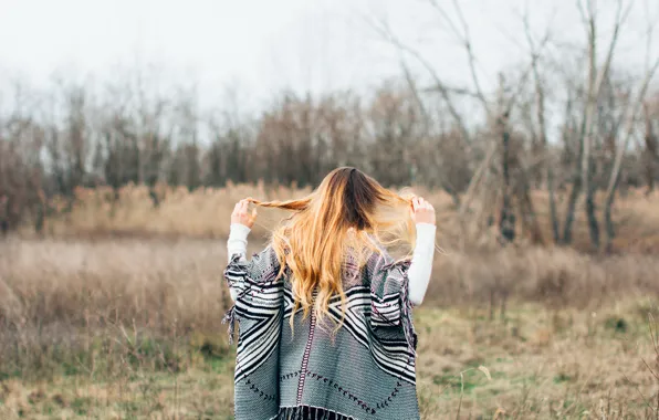 Picture girl, hair, back, curls