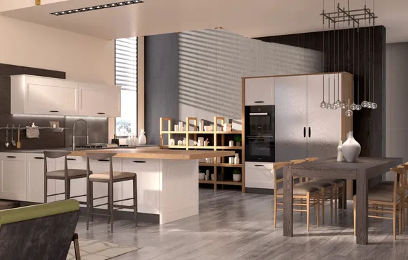 Style, Villa, interior, Italy, kitchen, dining room, dining area, Italian design